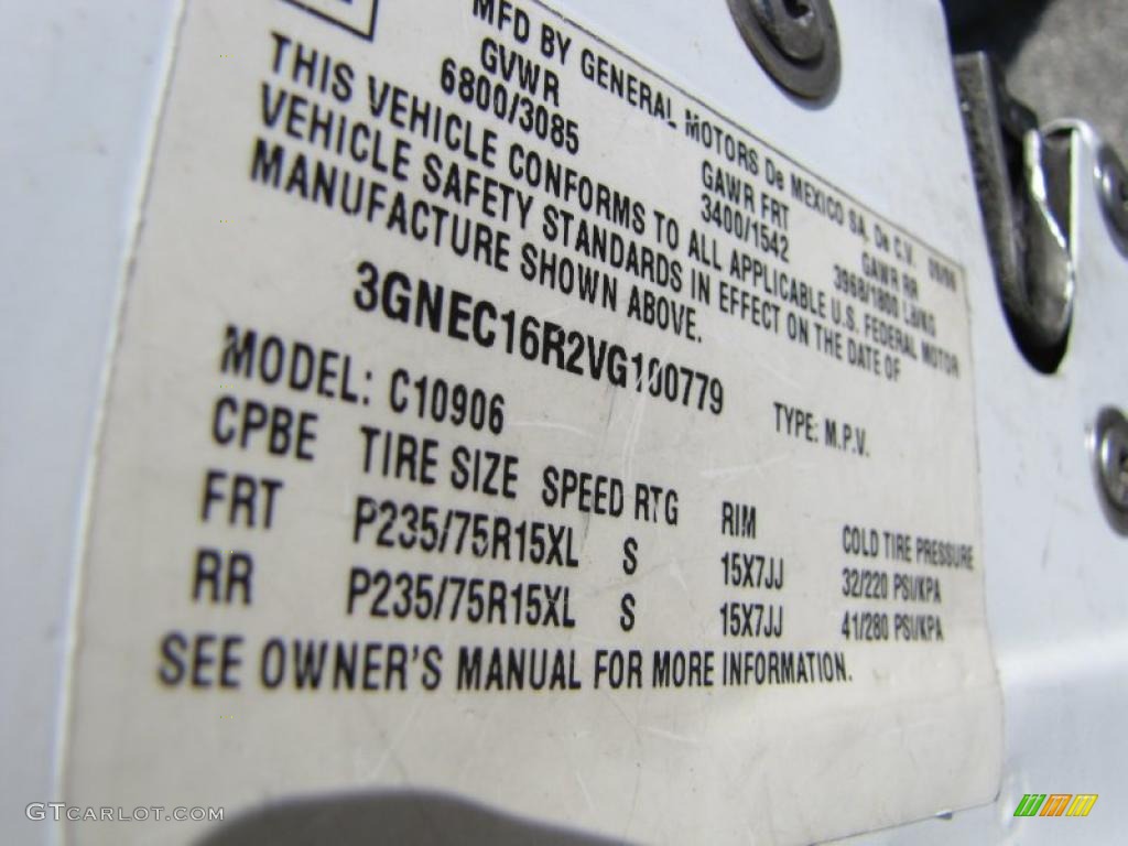 1997 Chevrolet Suburban C1500 LT Info Tag Photo #47192222