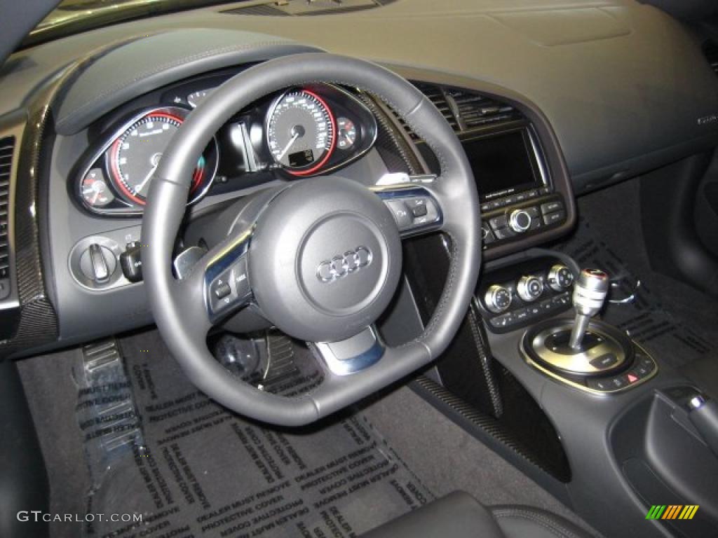 2011 Audi R8 Spyder 5.2 FSI quattro Black Fine Nappa Leather Steering Wheel Photo #47195399
