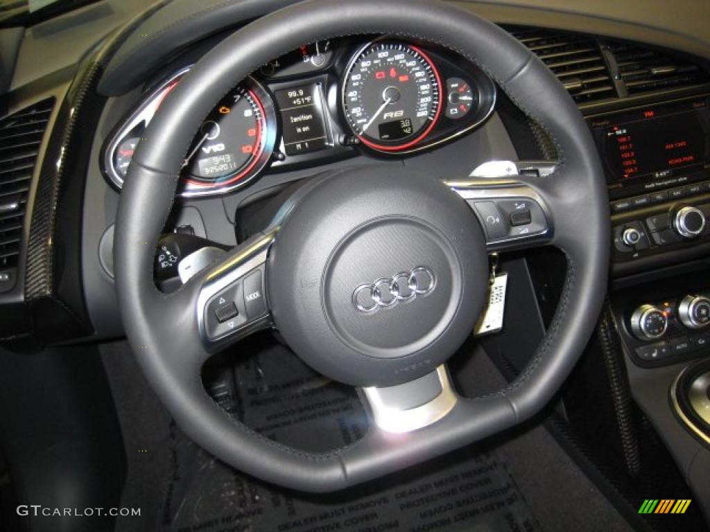 2011 Audi R8 Spyder 5.2 FSI quattro Black Fine Nappa Leather Steering Wheel Photo #47195447