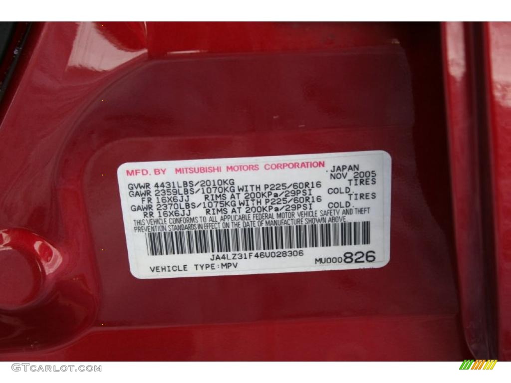 2006 Mitsubishi Outlander LS 4WD Info Tag Photo #47197601