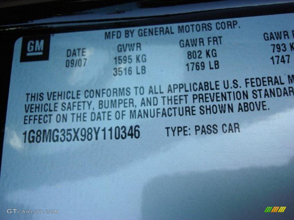 2008 Saturn Sky Red Line Roadster Info Tag Photo #47199650