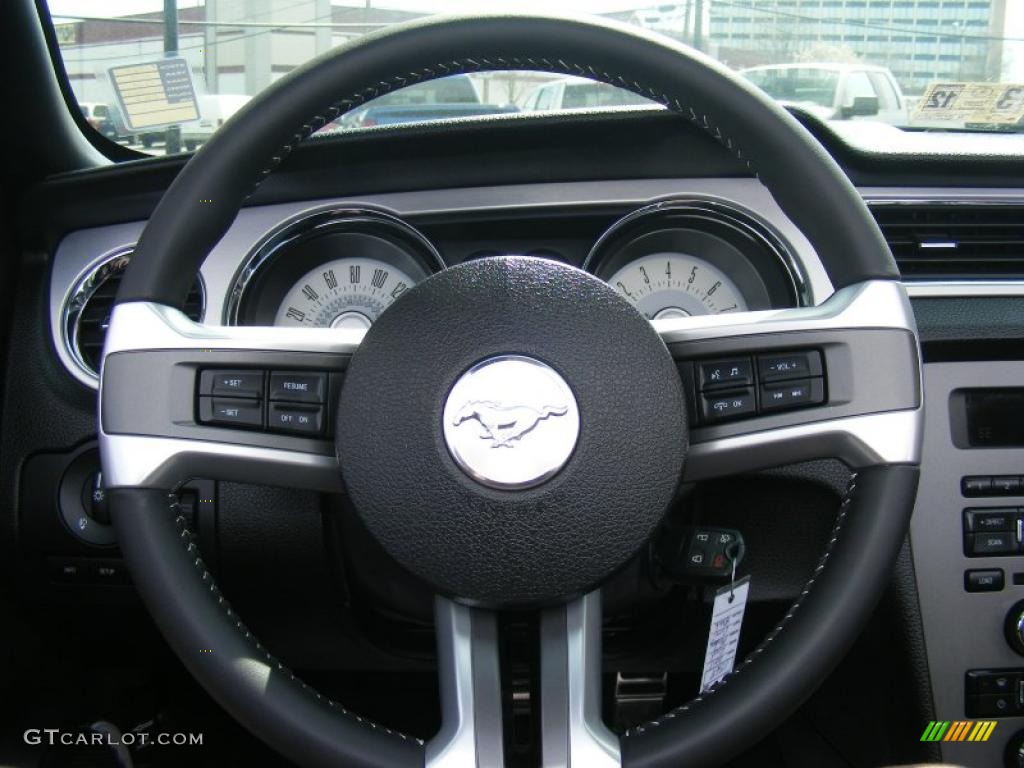 2011 Ford Mustang GT Premium Convertible Charcoal Black Steering Wheel Photo #47203253