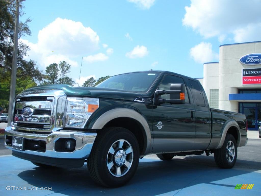 2011 F250 Super Duty Lariat SuperCab - Forest Green Metallic / Black Two Tone Leather photo #1