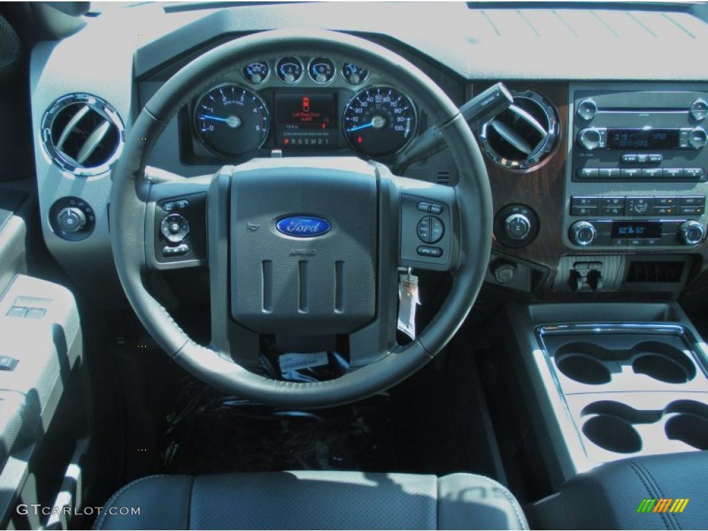 2011 Ford F250 Super Duty Lariat SuperCab Black Two Tone Leather Dashboard Photo #47206385