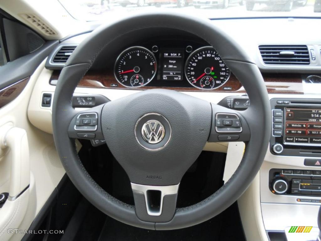 2012 Volkswagen CC Lux Limited Black/Cornsilk Beige Steering Wheel Photo #47207177