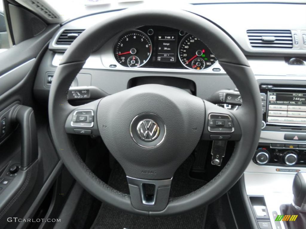 2012 Volkswagen CC Sport Black Steering Wheel Photo #47207546