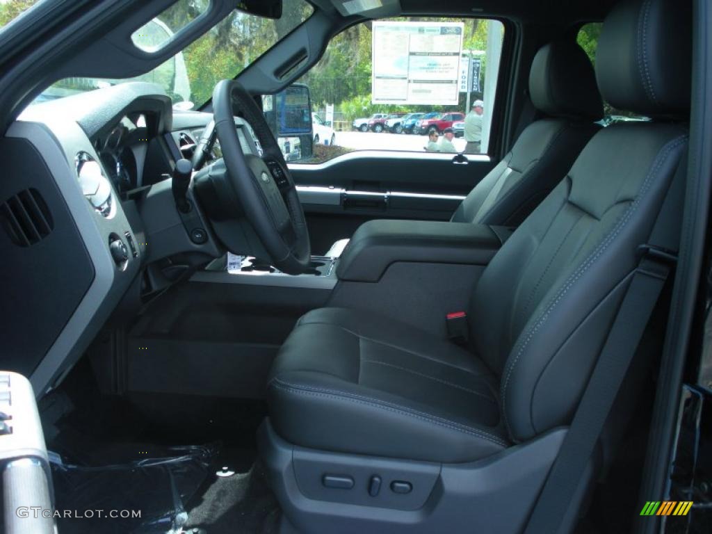 Black Two Tone Leather Interior 2011 Ford F250 Super Duty Lariat Crew Cab 4x4 Photo #47207753
