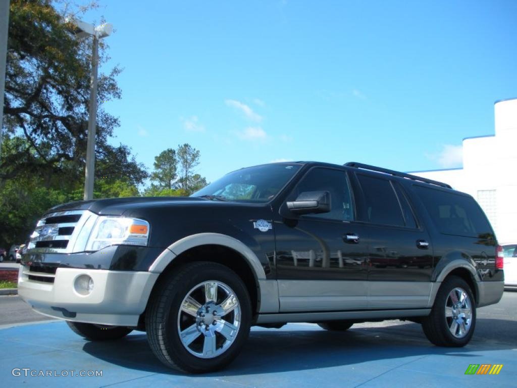 2010 Expedition EL King Ranch - Tuxedo Black / Chaparral Leather/Charcoal Black photo #1