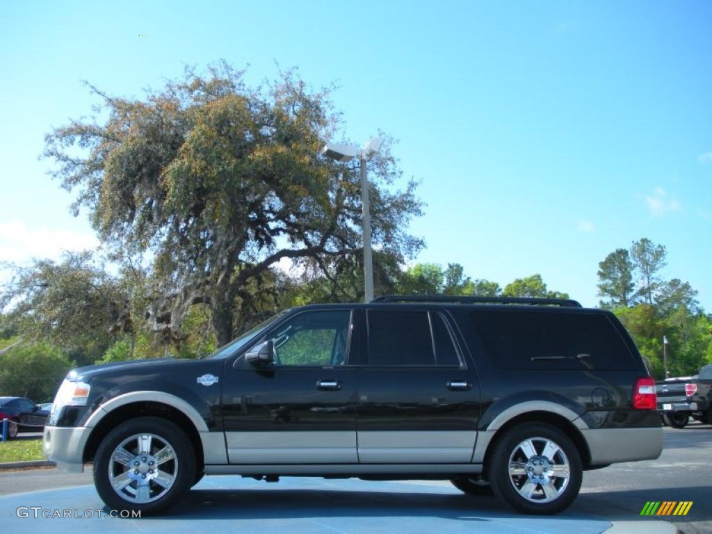 2010 Expedition EL King Ranch - Tuxedo Black / Chaparral Leather/Charcoal Black photo #2