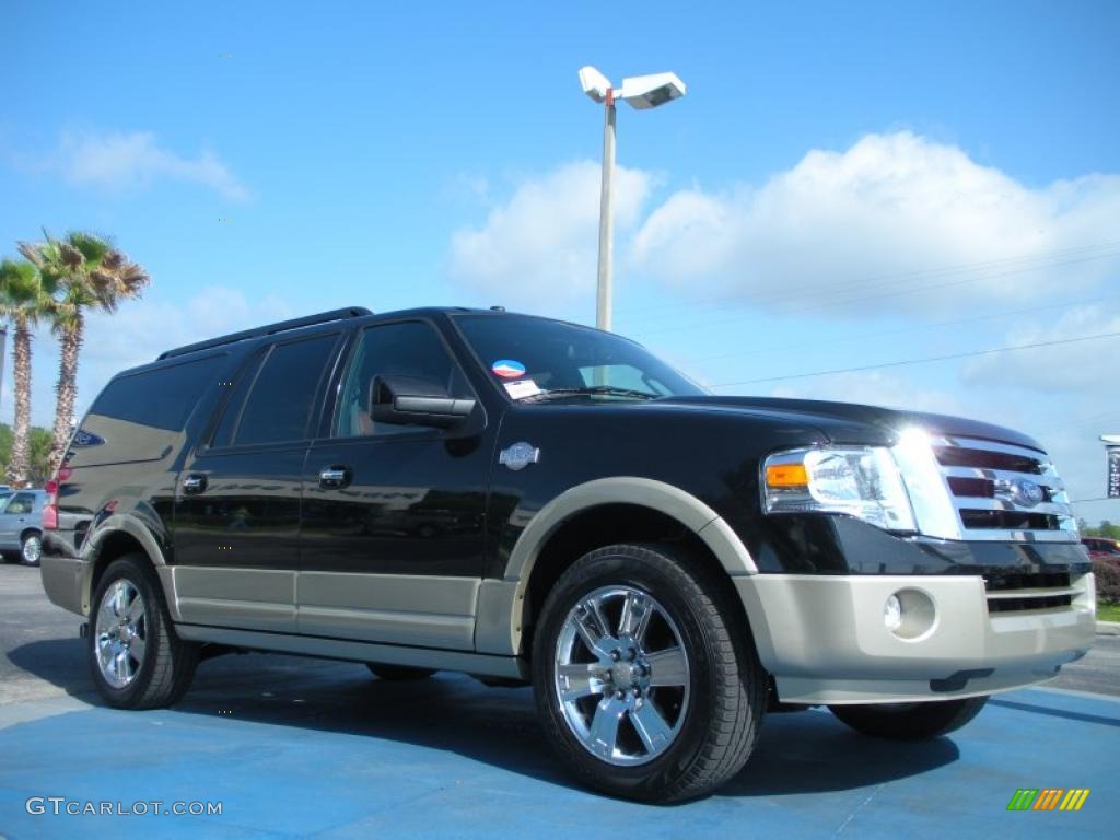 2010 Expedition EL King Ranch - Tuxedo Black / Chaparral Leather/Charcoal Black photo #7