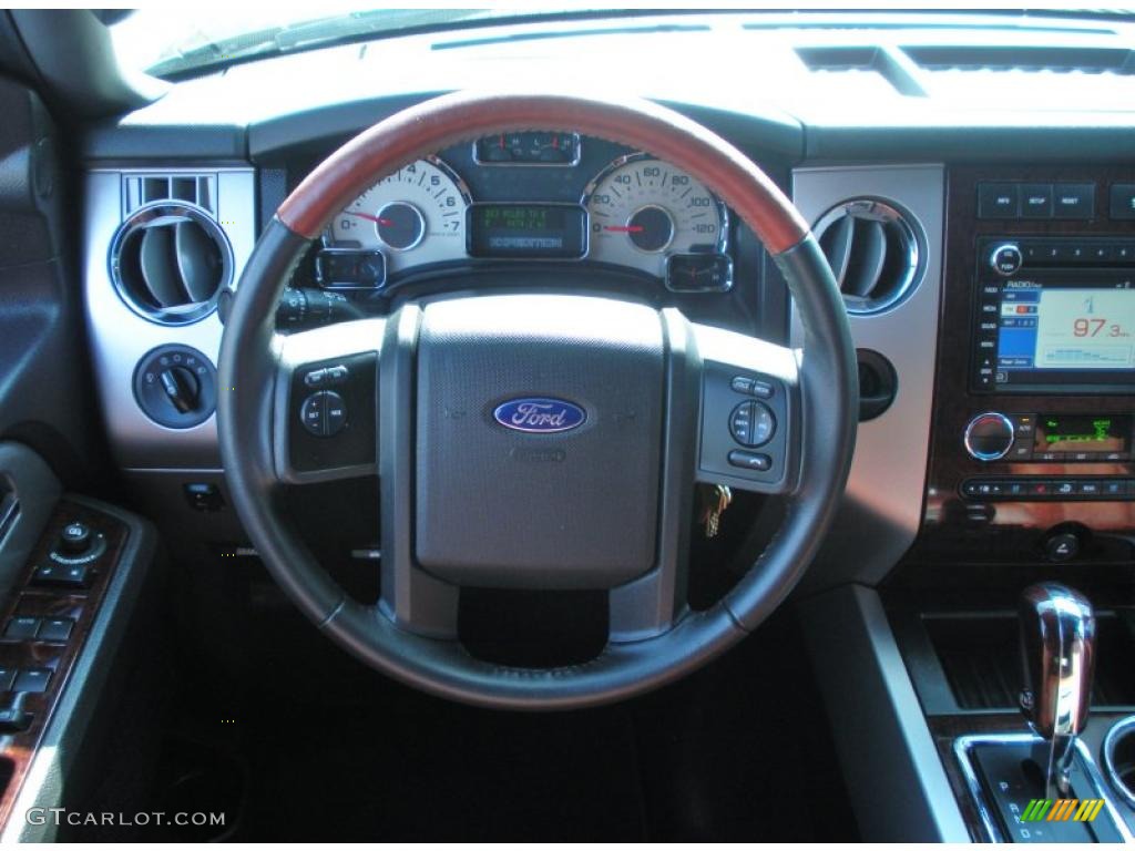 2010 Ford Expedition EL King Ranch Chaparral Leather/Charcoal Black Steering Wheel Photo #47209232