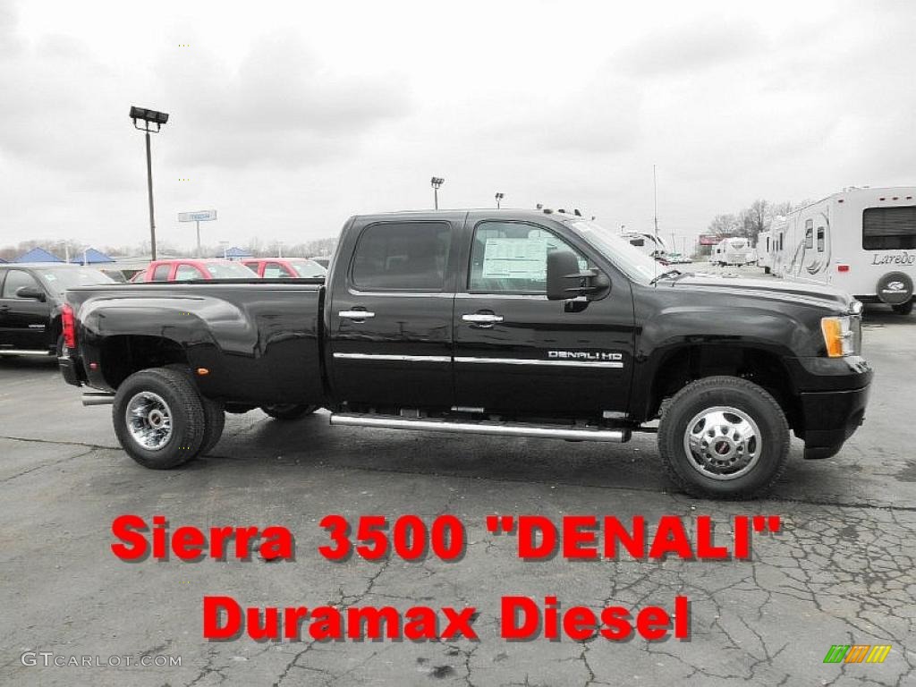 2011 Sierra 3500HD Denali Crew Cab 4x4 Dually - Onyx Black / Ebony photo #1