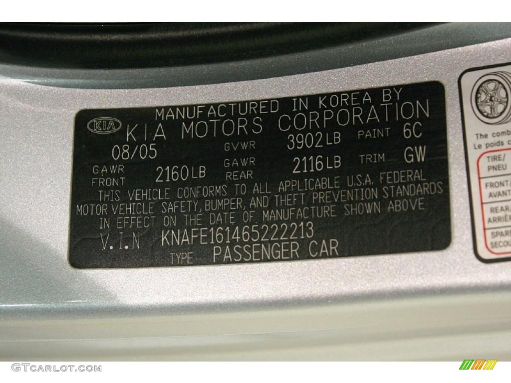 2006 Kia Spectra Spectra5 Hatchback Color Code Photos