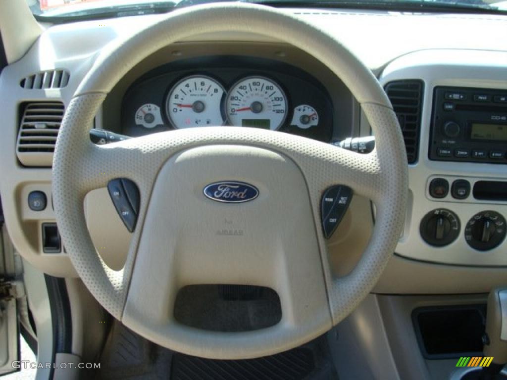 2005 Ford Escape XLT V6 4WD Medium/Dark Pebble Beige Steering Wheel Photo #47214488