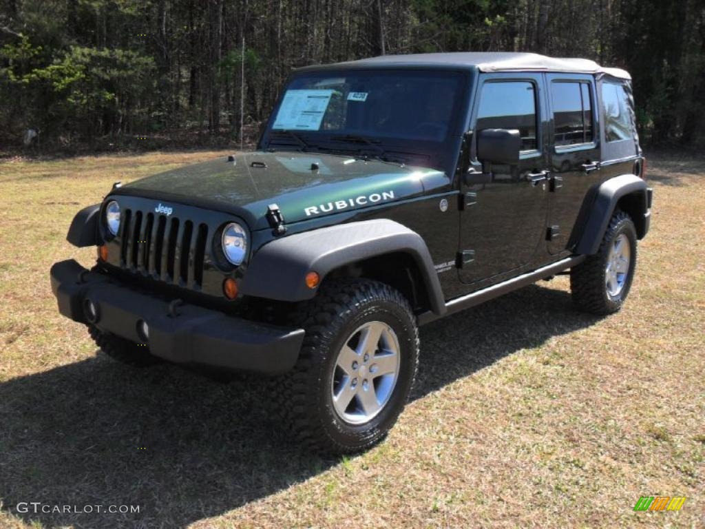 2011 Wrangler Unlimited Rubicon 4x4 - Natural Green Pearl / Black photo #1