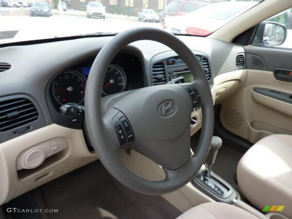 2010 Hyundai Accent GLS 4 Door Beige Steering Wheel Photo #47224664