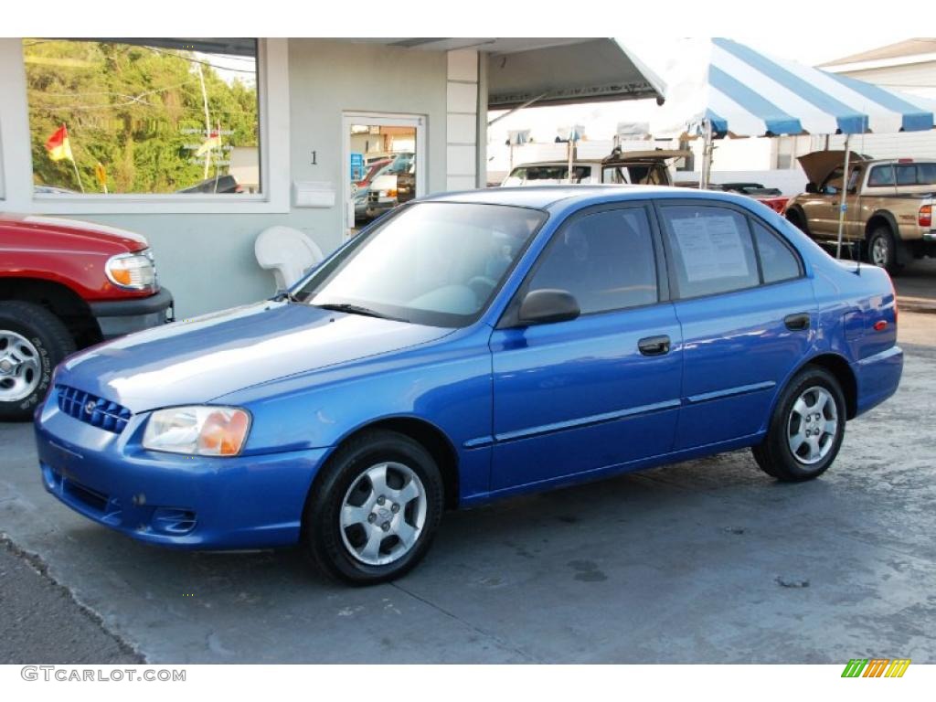 2002 Accent GL Sedan - Coastal Blue / Gray photo #1