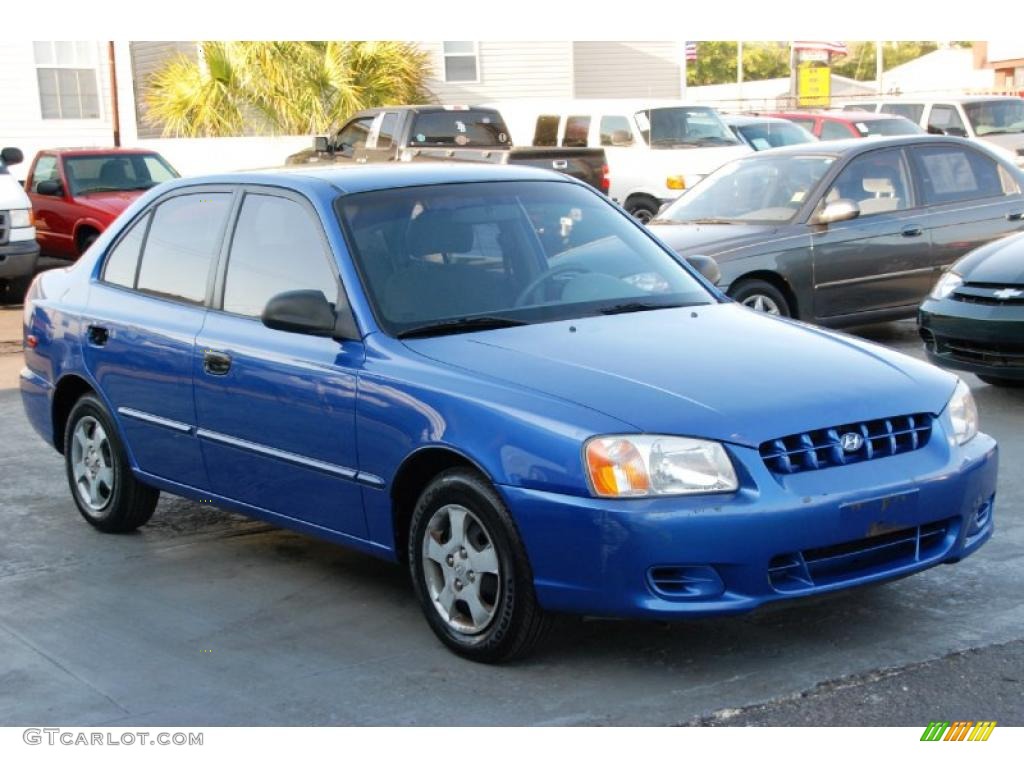 2002 Accent GL Sedan - Coastal Blue / Gray photo #3