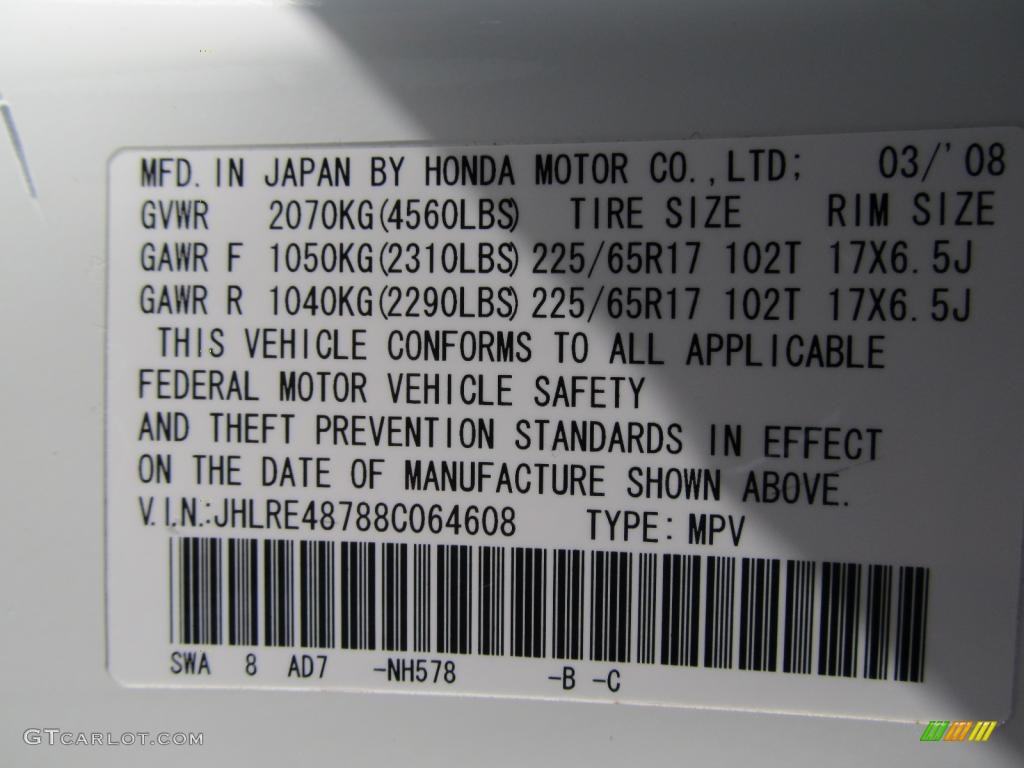 2008 CR-V EX-L 4WD - Taffeta White / Gray photo #27