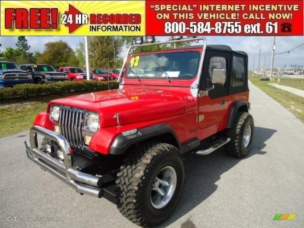 1992 Wrangler S 4x4 - Radiant Fire Red / Gray photo #1