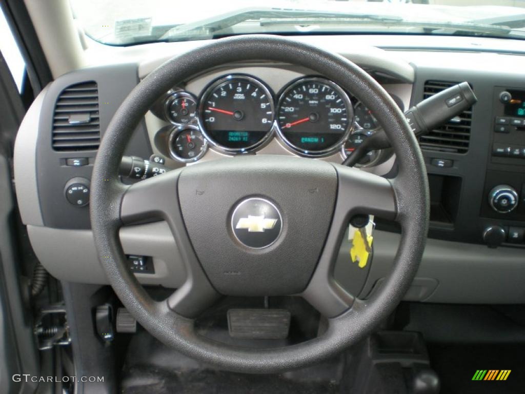 2009 Chevrolet Silverado 2500HD Work Truck Extended Cab 4x4 Dark Titanium Steering Wheel Photo #47230688
