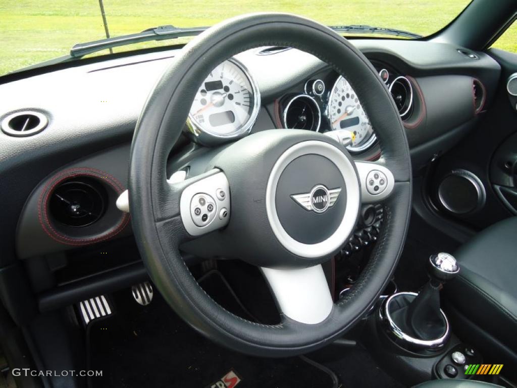 2005 Mini Cooper S Convertible Black/Panther Black Steering Wheel Photo #47232134