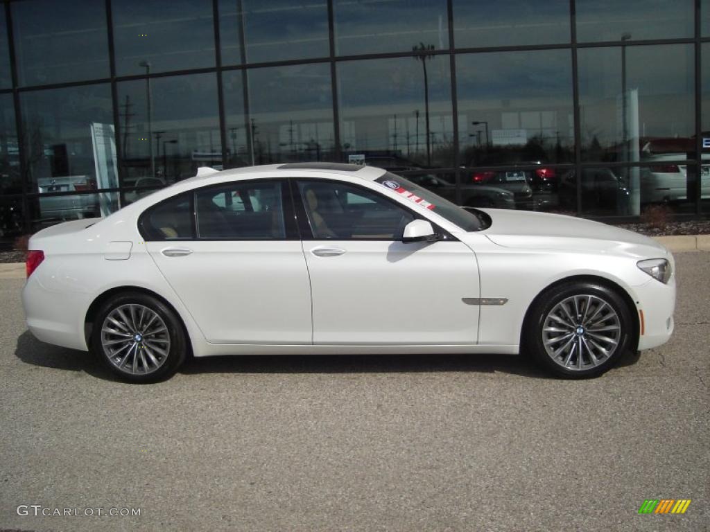 2009 7 Series 750i Sedan - Mineral White Metallic / Saddle/Black Nappa Leather photo #4