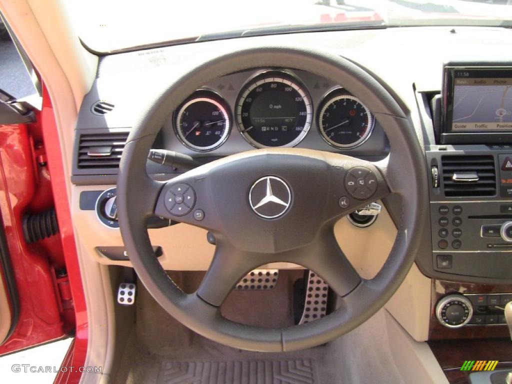 2010 Mercedes-Benz C 300 Sport 4Matic Almond/Mocha Steering Wheel Photo #47238182