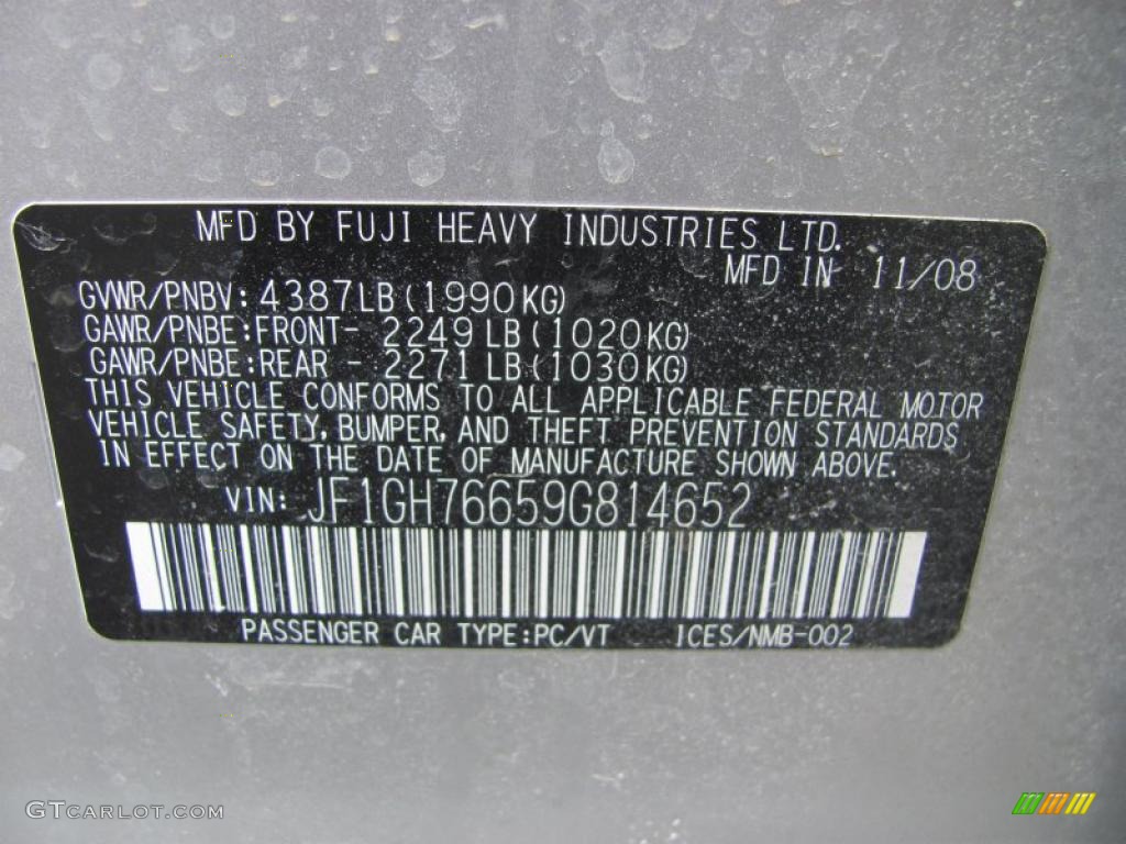 2009 Subaru Impreza WRX Wagon Info Tag Photo #47239697