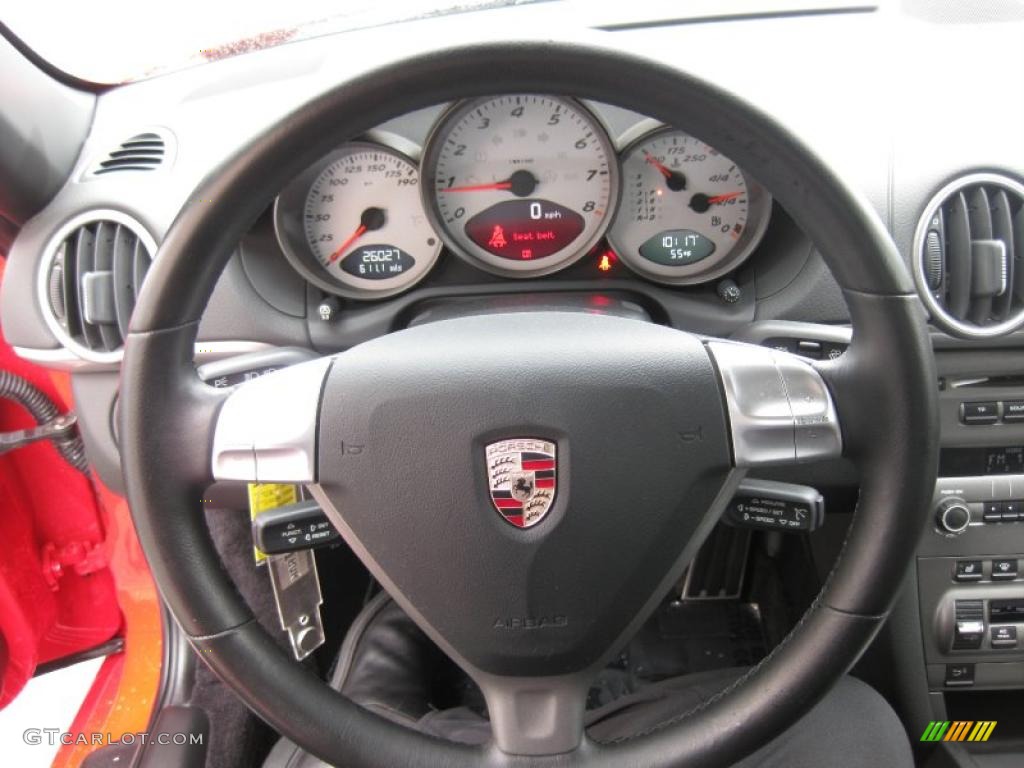 2007 Porsche Boxster S Black Steering Wheel Photo #47245823