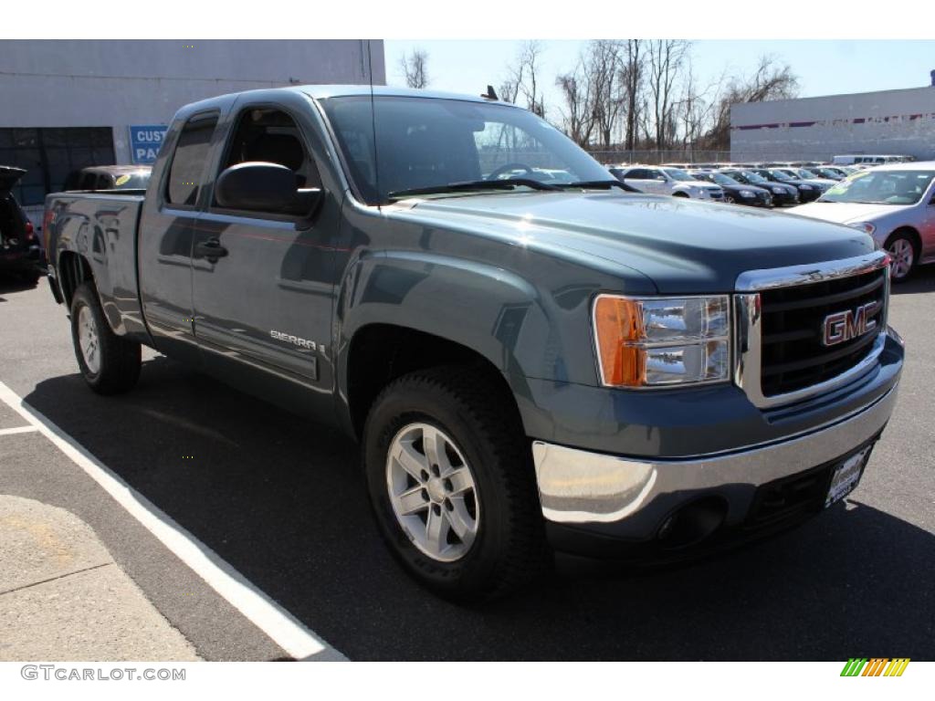 2008 Sierra 1500 SLE Extended Cab 4x4 - Stealth Gray Metallic / Dark Titanium photo #7