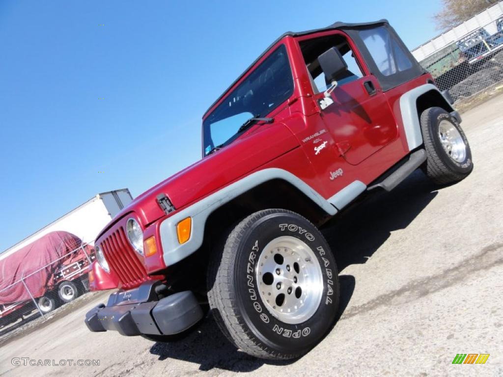 1998 Wrangler Sport 4x4 - Chili Pepper Red Pearl / Gray photo #1