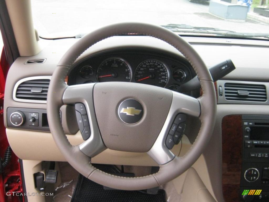 2011 Chevrolet Tahoe LT Light Cashmere/Dark Cashmere Steering Wheel Photo #47253203