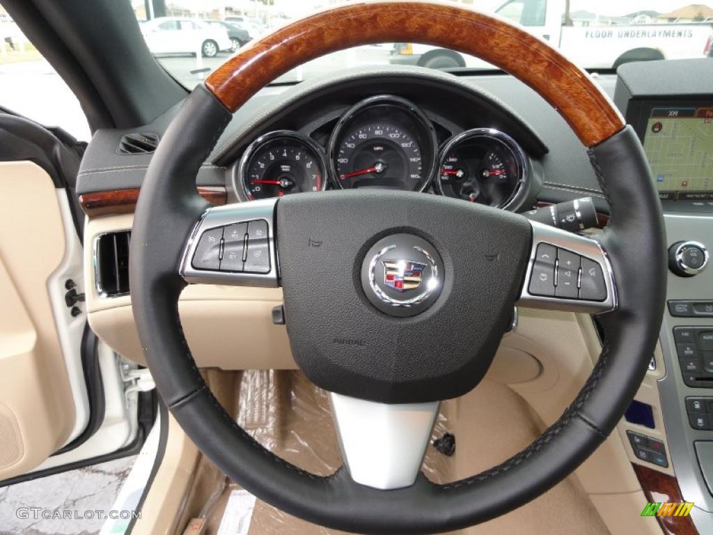 2011 Cadillac CTS 4 AWD Coupe Cashmere/Cocoa Steering Wheel Photo #47253449