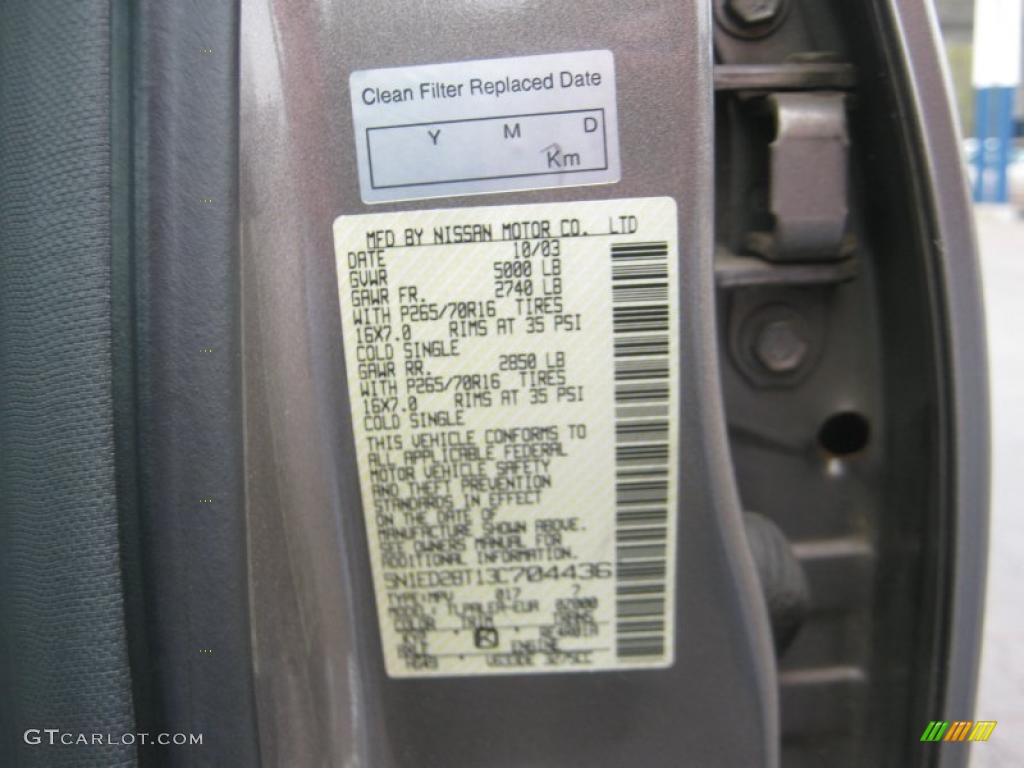 2003 Xterra Color Code KY2 for Granite Metallic Photo #47255501