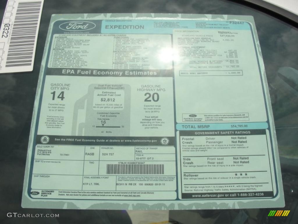 2011 Ford Expedition EL Limited Window Sticker Photo #47255630