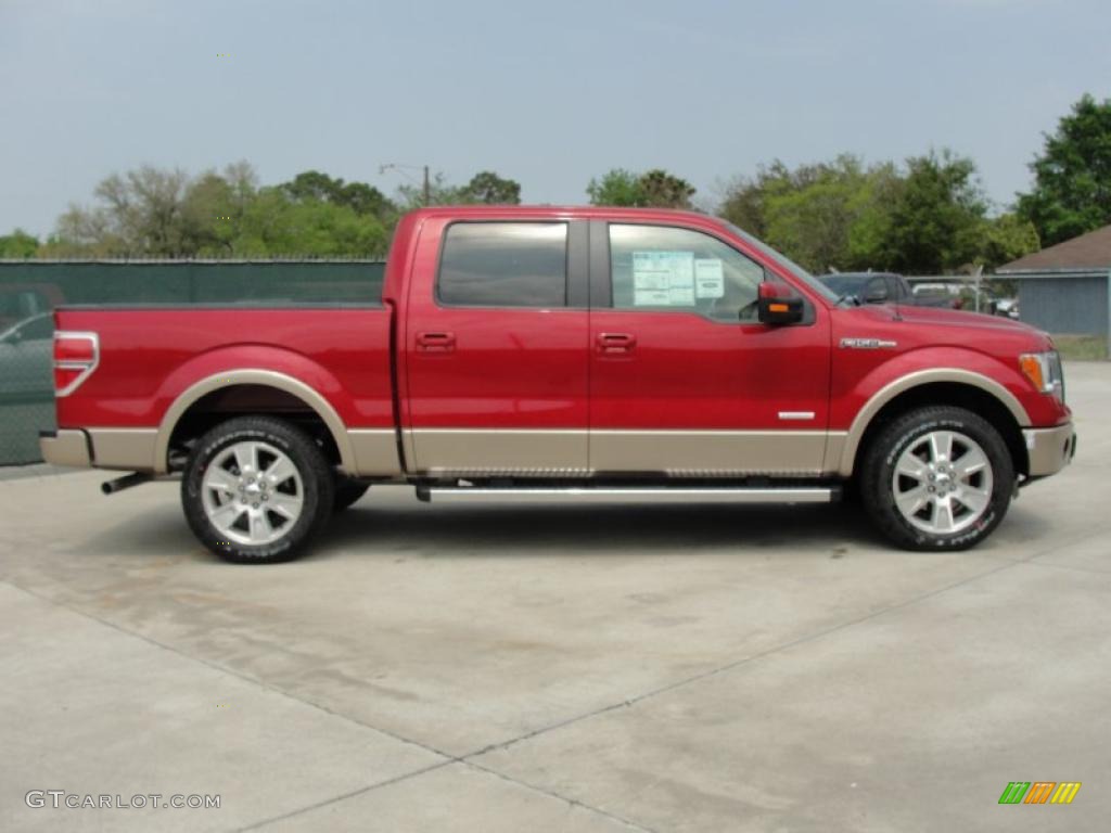 2011 F150 Lariat SuperCrew - Red Candy Metallic / Pale Adobe photo #2