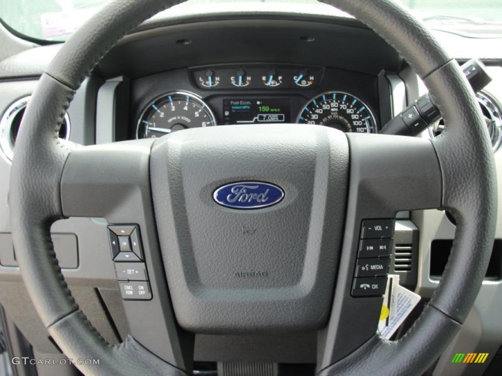 2011 Ford F150 XLT SuperCab Steel Gray Steering Wheel Photo #47259107