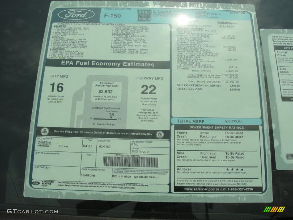 2011 Ford F150 XLT SuperCab Window Sticker Photo #47259164