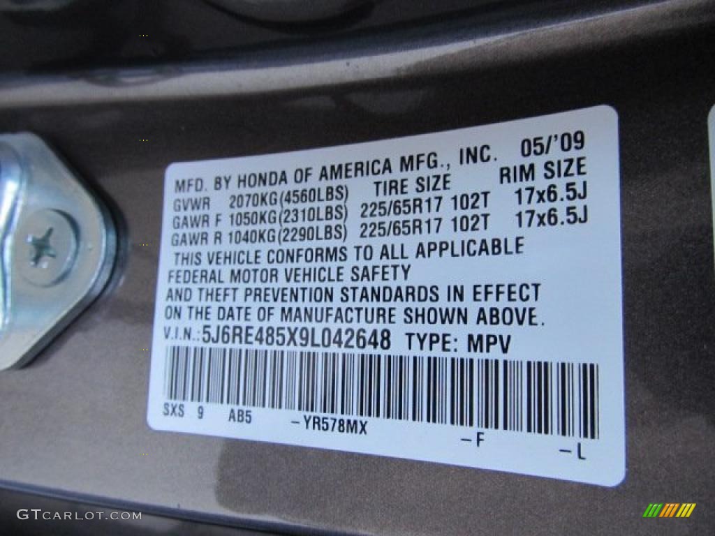 2009 CR-V EX 4WD - Urban Titanium Metallic / Ivory photo #14