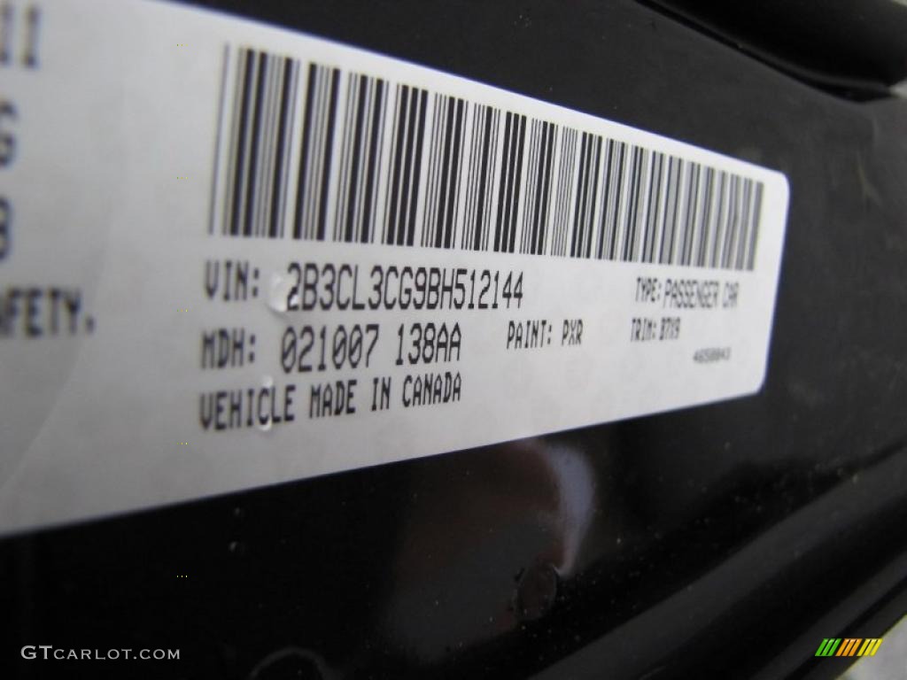 2011 Charger Color Code PXR for Brilliant Black Crystal Pearl Photo #47267423