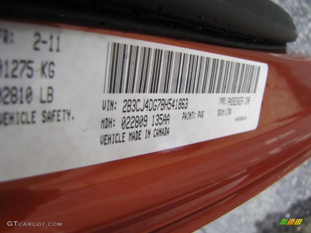2011 Challenger Color Code PVG for Toxic Orange Pearl Photo #47268161