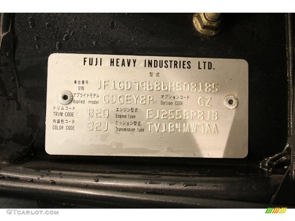 2006 Subaru Impreza WRX Sedan Info Tag Photo #47269214