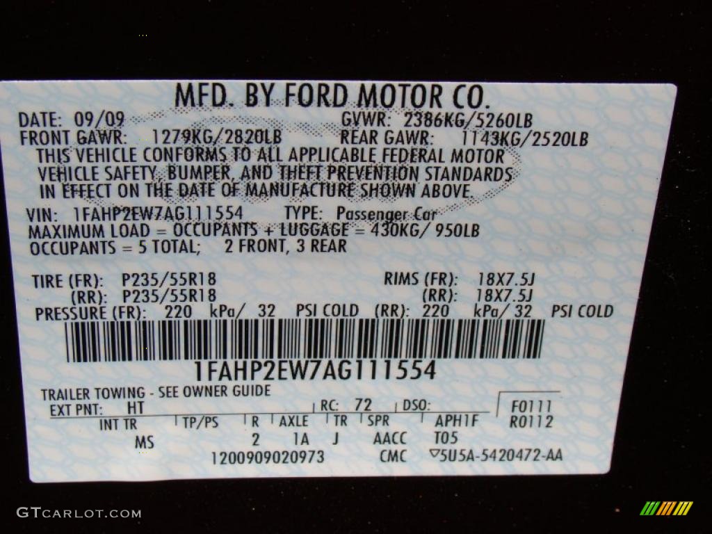 2010 Taurus Color Code HT for Cinnamon Red Metallic Photo #47275331