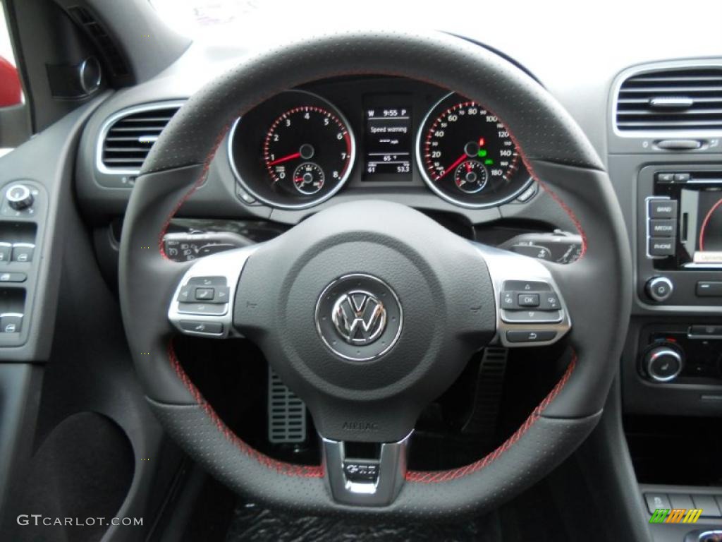 2011 Volkswagen GTI 4 Door Autobahn Edition Titan Black Steering Wheel Photo #47276945