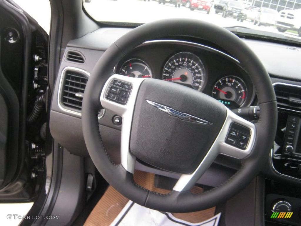 2011 Chrysler 200 Limited Black Steering Wheel Photo #47286678