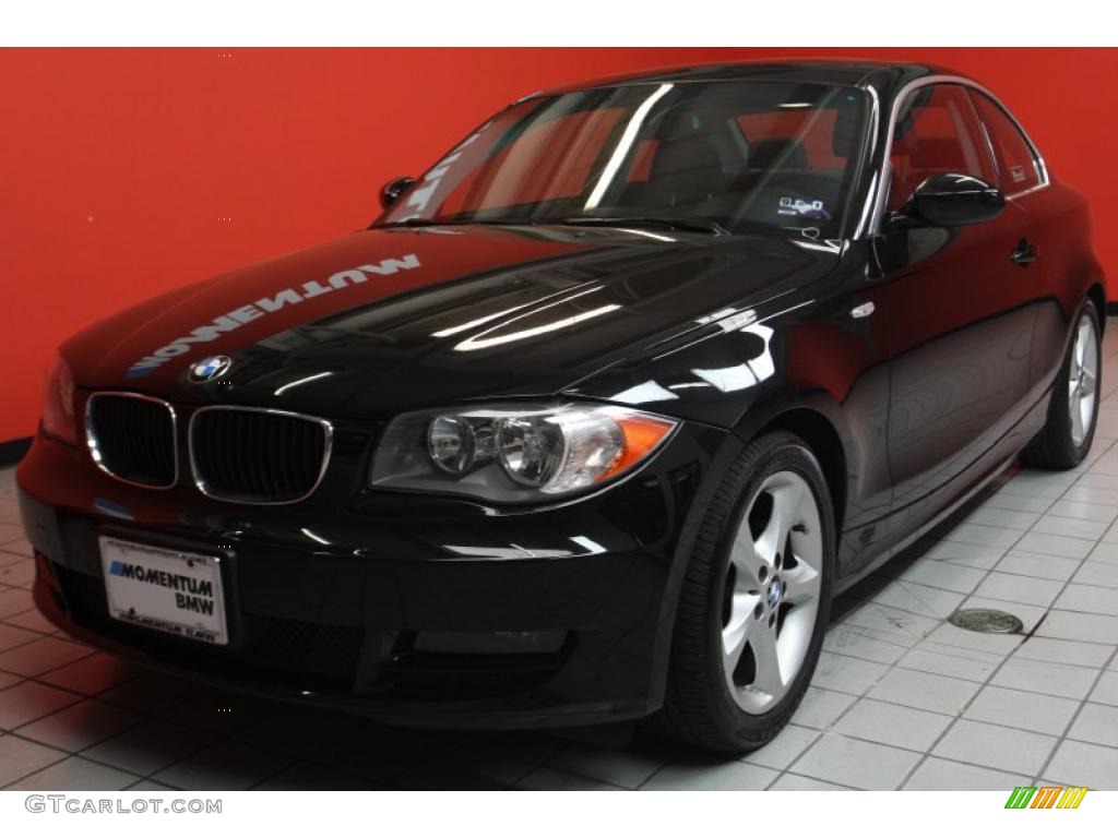 2009 1 Series 128i Coupe - Jet Black / Black photo #2