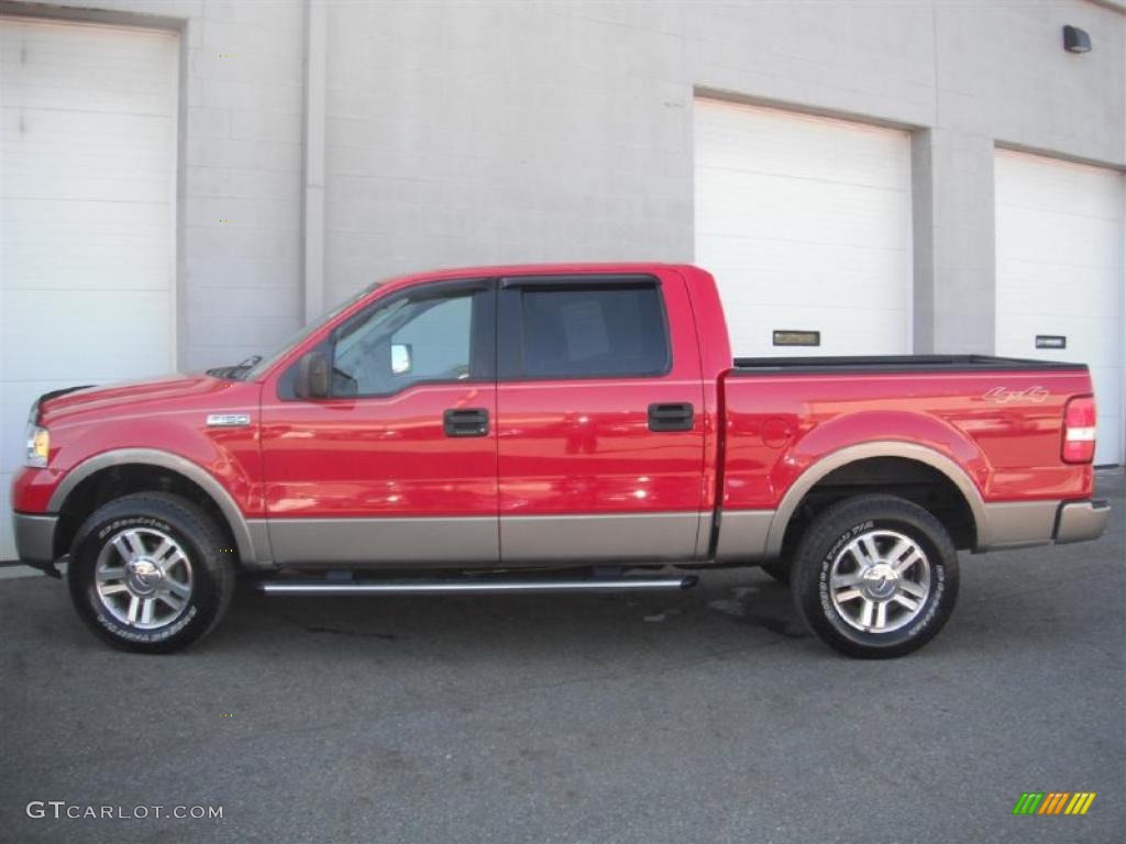 2006 F150 Lariat SuperCrew 4x4 - Bright Red / Tan photo #3