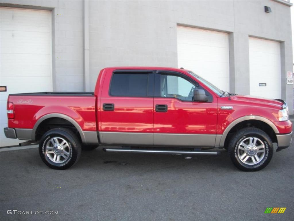 2006 F150 Lariat SuperCrew 4x4 - Bright Red / Tan photo #4