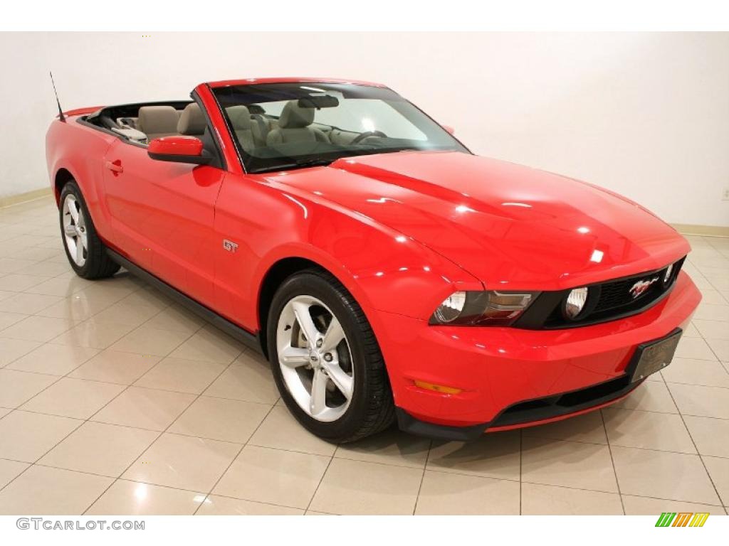 2010 Mustang GT Convertible - Torch Red / Stone photo #1